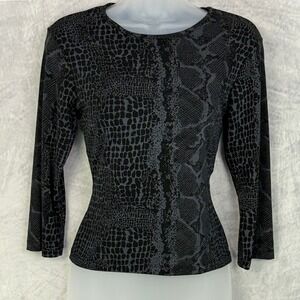Vtg Y2k Womens stretchy mesh Snake Print Top Sz L Goth rave indie going out